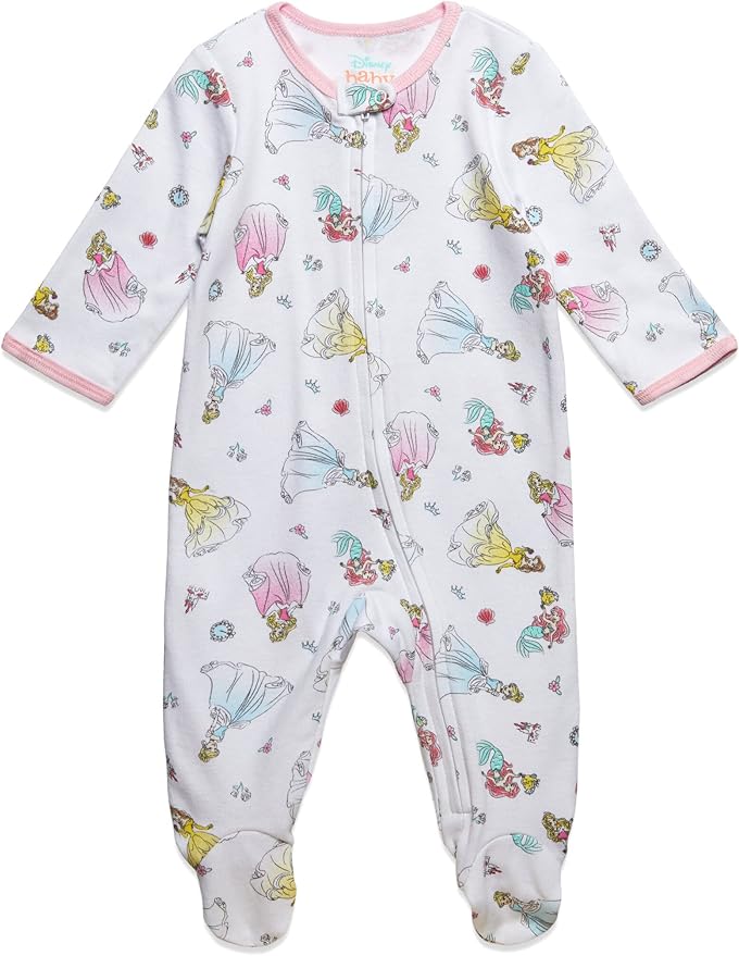 Disney Baby Girls 2 Pack Zip Up Sleep N' Plays Newborn to Infant Sizes (Newborn - 24 Months)