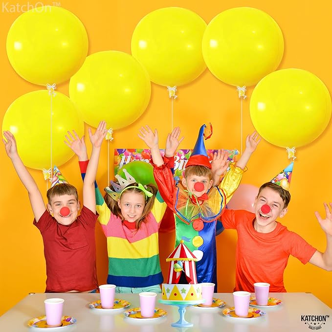 KatchOn, Huge Yellow Mylar Balloons - 22 Inch, Pack of 6 | Yellow Foil Balloons, Yellow Party Decorations | Large Balloons for Sunflower Birthday Party Decorations | Round Mylar Balloons