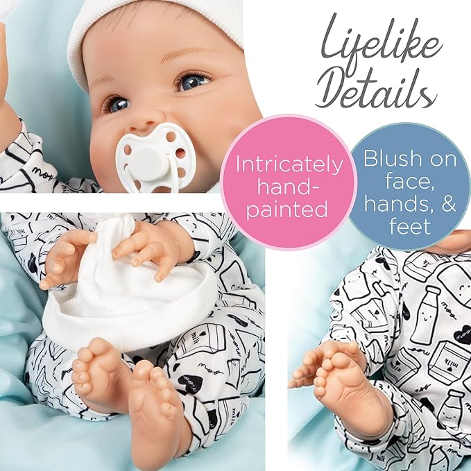 Paradise Galleries 22 Inch Realistic Reborn Baby Boy Doll with Soft Chunky Cheeks in Adorable Blue Outfit and Accessories – Big Boy