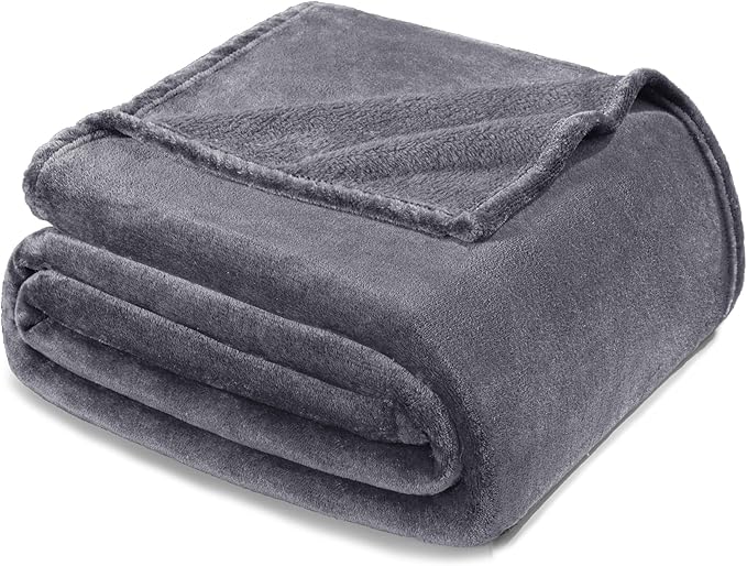 Exclusivo Mezcla Soft Fleece Throw Blanket for Couch, Dark Grey | 50x60 Inches, Double-Sided Brushed Flannel, Lightweight Plush Cozy Blanket for Home Decor, All Season, Machine Washable