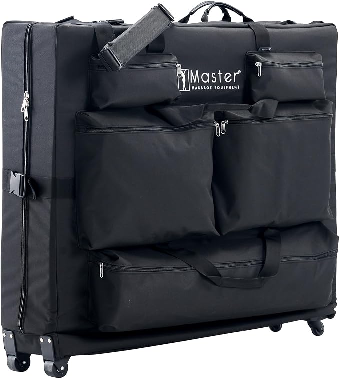 Master Massage Luggage Style Wheeled Massage Table Carrying Case 27” to 32” Width Folding Massage Table- Black
