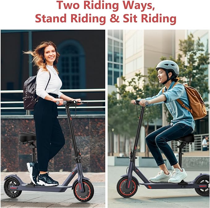 Maxshot Electric Scooter, 8.5" /10" /14" Tire, 16/19/22 Mph Top Speed, 12/16/21/27/28/49/50 Miles Long Range, Folding Escooter for Adults and Kids with Seat Bag, Dual Braking, Dual Suspension, App