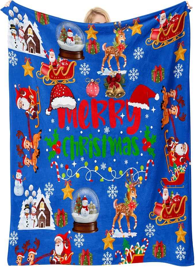 COMFAR Cute Christmas Blankets and Throws for Adults/Women/Boys/Kids, Holiday Fleece Throw Blanket for Couch/Sofa, Holiday Decor, Christmas Decorations/Gifts 50"x 60"