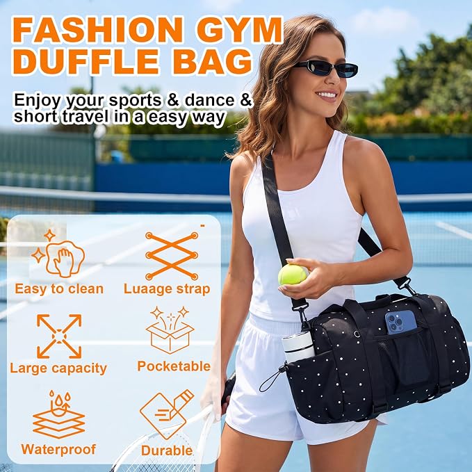 LEDAOU Small Gym Bag for Women, Mini Duffle Bag with Yoga Mat Holder Lightweight Carry On Sports Bag with Separate Shoe Pocket and Wet Pocket Duffel Bags Dance Yoga Workout Bag