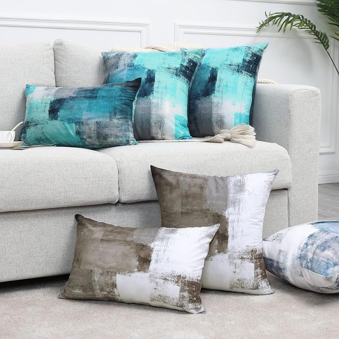 Throw Pillow Covers for Couch, 16x16 Inch, 2 Pack, Brown | Decorative Throw Pillow Covers Cushion Covers for Couch Bedroom Sofa Living Room