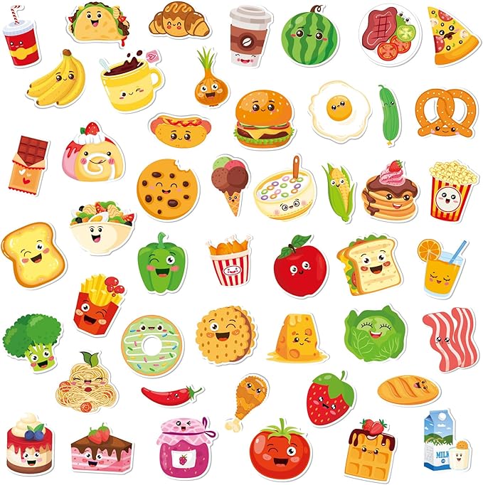 Large Size Cute Fridge Magnets for Toddlers, Preschool Spelling Learning Education Refrigerador Magnetic Toy (Foods 48pcs)