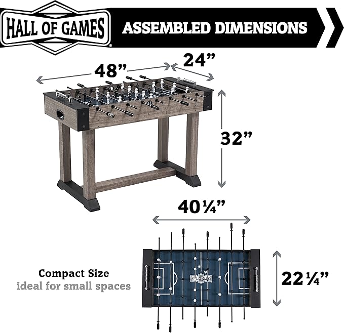Hall of Games Foosball Tables Multiple Styles, Soccer with Durable & Stylish Designs with Tabletop Sports Soccer Balls, Perfect for Family Game Rooms | Multiple Styles