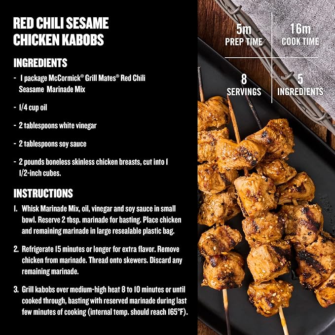 McCormick Grill Mates Marinade Mix, Asian BBQ, Korean-Inspired, 15 Minute Marinade for Chicken, Steak, and More, 1.25 oz (Pack of 12)