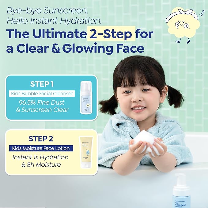 GOONGBE Kids' Moisture Face Lotion - Non-Sticky Quick-Absorb Daily Moisturizer for Sensitive Skin, 8hr Moisturizing Cream with Cica and Allantoin, Barrier-Support Formula, Allergen Free 2.7 fl.oz.