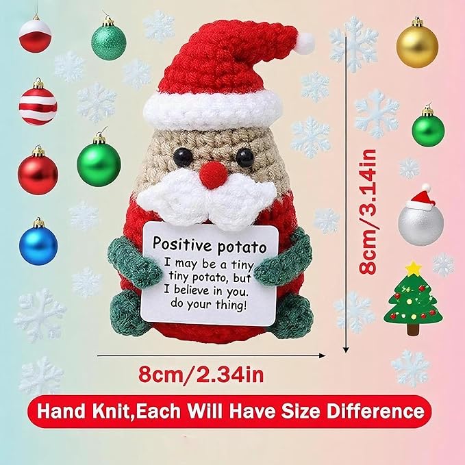 Christmas Positive Crochet, for Christmas Decorations Indoor Emotional Support Crochet,Santa Claus Dolls Gift for Home Decor,or Birthday for Women/Men