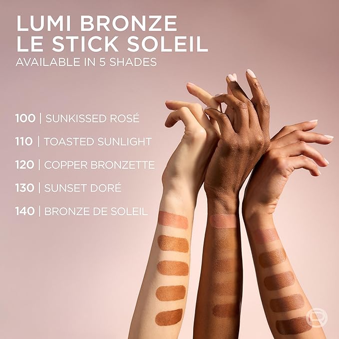 L'Oreal Paris Lumi Bronze Le Stick Soleil Bronzer Stick, Cream-To-Powder Bronzer For A Sunkissed Face Makeup Glow, 140 Bronze De Soleil