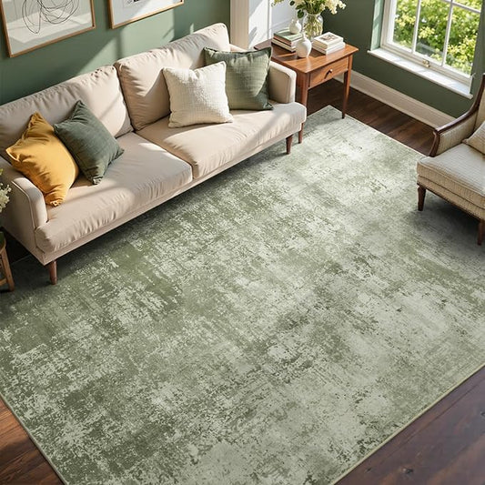 6x9 Ft Large Area Rugs for Living Room, Soft Non-Slip Washable Rugs Modern Abstract Pattern Carpet for Bedroom Indoor Floor Nursery Home Decor (Green)