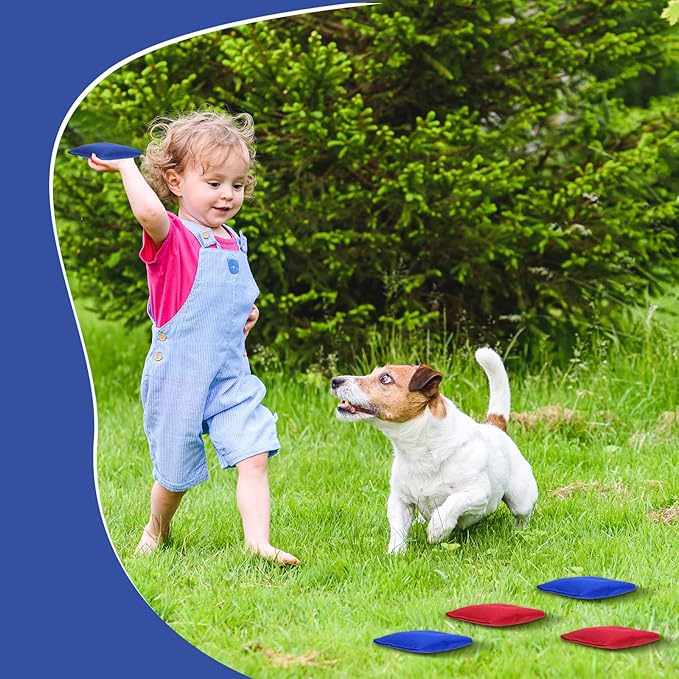 Sotiff 24 Pcs Bean Bags Mini Nylon Cornhole Bean Bags for Kids Tossing Fun Sports Outdoor Family Games Carnival Toy Patriotic Small Beanbag Hand Toss Party Game Supplies for Kid Adult(Blue Red)