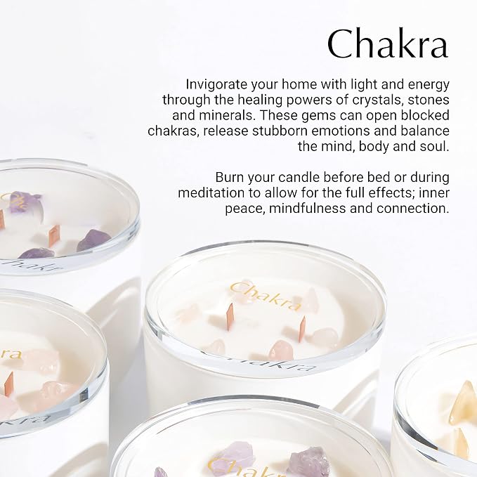 Hidden Label 12oz Howlite Quartz Coconut Lime Crystal Candle, 2 Wood Wicks Scented Crackling Candles, Chakra Collection Meditation Healing Candles with Crystals Inside