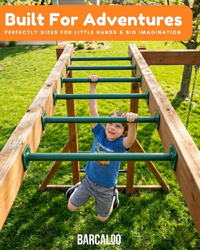 Barcaloo Swing Set Hardware 12 Pack Set Outdoor Monkey Bars for Backyard -16.5 inch Green Powder Coated Monkey Bar for Kids Indoor or Outdoor Playset Attachments