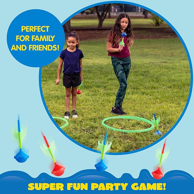 JOYIN Lawn Darts Game Set for Kids and Adults - Glow in The Dark Outdoor Lawn Games for Adults and Family, Soft Tip Darts Set for Kids Camping, Outside Yard
