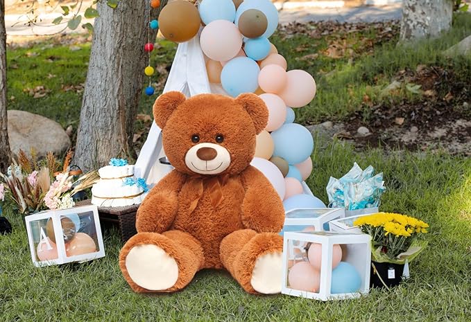 MorisMos Giant Teddy Bear Stuffed Animal 3ft-36 inch Big Teddy Bear for Girlfriend Boyfriend Wife Mom Fiancée Valentine's Gift,Large Stuffed Bear for Kid Birthday Christmas Baby Shower Decor,Brown