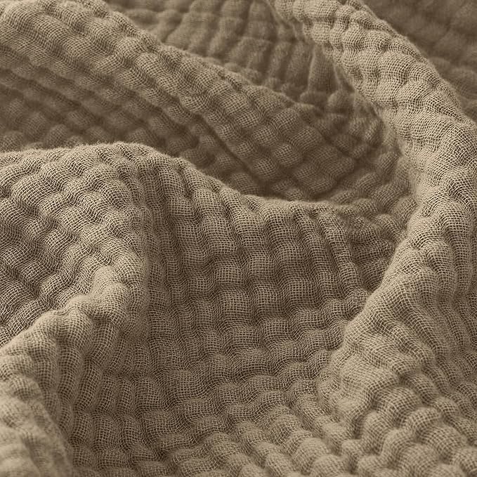EMME Muslin Blankets for Adults Throw Blanket for Couch Breathable Gauze Soft Lightweight Airy Tan King 108" x 90"