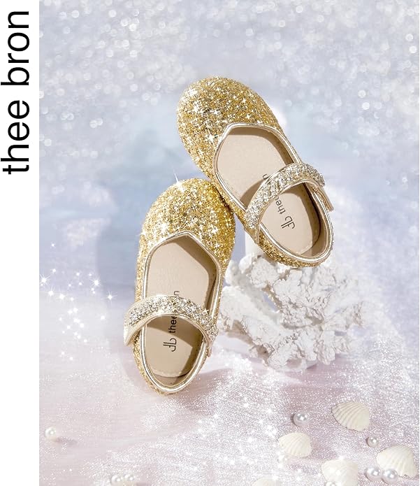 THEE BRON Mary Jane Ballet Flats - Girls' Dress Shoes with Hook & Loop Closure