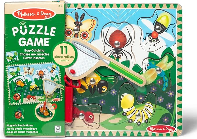 Melissa & Doug Magnetic Wooden Bug-Catching Puzzle Game (10 pcs)