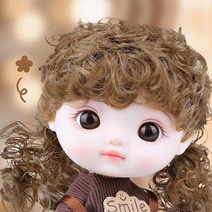 Kawaii Vinyl Dolls, Fashion Dolls Plush Toys for Girls with Strap Dress Double Ponytail Vinyl Face, Lovely Jointed Doll Fashional Stuffed Animals Gift for Birthday Christmas Collectible Toys 8.6 Inch