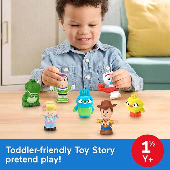 Fisher-Price Little People Toddler Toy Disney Toy Story 7 Friends Figure Set with Woody & Buzz Lightyear for Pretend Play Ages 18+ Months (Amazon Exclusive)