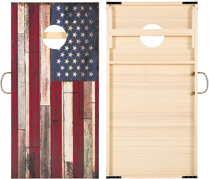 Sportdo Solid Wood Vintage Cornhole Game Set, Two 4'x2'Cornhole Boards, 8 Cornhole Bags for Indoor and Outdoor Toss Games Competitions, Tournaments