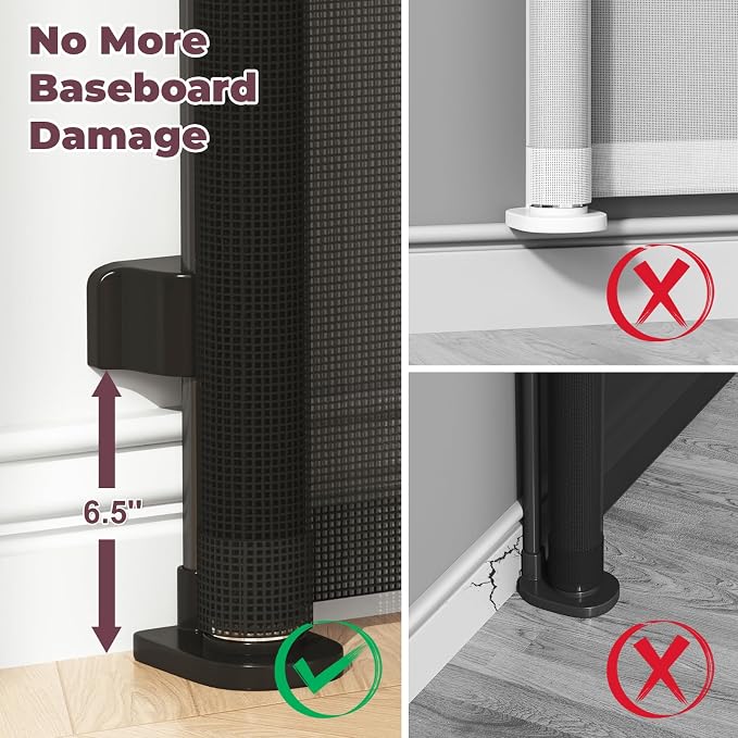 Retractable Baby Gates 2 Pack, 55" Wide Mesh Dog Gate Indoor, 34" Tall Gate for Stairs Doorways Hallways Deck, Child Pet Safety Gate for Indoor Outdoor Home Use, Black
