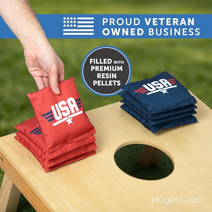 Professional Cornhole Bags - Set of 8 Regulation All Weather Double Sided - Sticky Side/Slick Side Bean Bags for Pro Corn Hole Game
