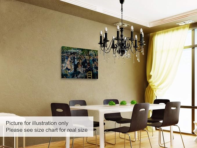 Niwo ART - Dance at Le moulin de la Galette, World's Most Famous Paintings Series, Canvas Wall Art Home Decor, Gallery Wrapped, Stretched, Framed Ready to Hang (24"x20"x3/4")