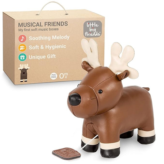 Little Big Friends Musical Baby Toy – Soft Plush Pull-String Cord Classical Toy for Baby & Toddlers | Soothing Stuffed Cuddly Animal Gift | Bruce The Moose