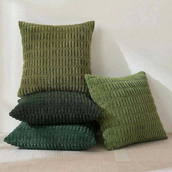 Fancy Homi 4 Packs Decorative Throw Pillow Covers for Living Room Couch Bed, Modern Farmhouse Boho Home Décor Accent Cushion Case, 28" x 28", Green Series