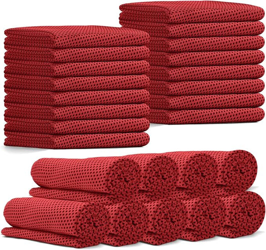 24 Pack Cooling Towels Bulk for Neck and Face 40"x12" Ice Cooling Sweat Rags Microfiber Soft Breathable Soft Chilly Towel for Yoga Golf Sport Running