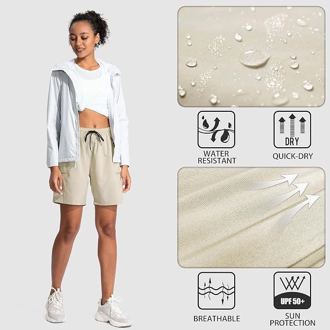 SANTINY Women's 5''/ 7''/9'' Hiking Cargo Shorts Quick Dry Lightweight Summer Shorts for Women Athletic Golf Zipper Pockets