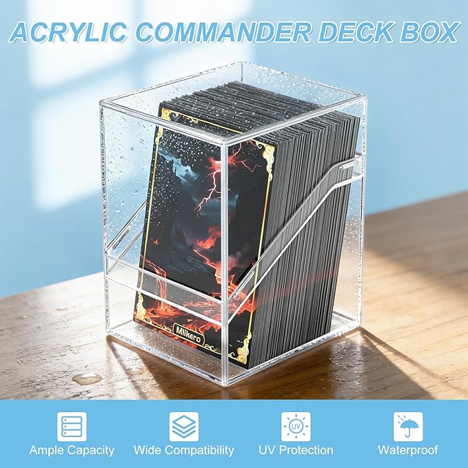Mlikero Card Deck Cases, 6 Pack Acrylic Commander Deck Box Holding 100+ Sleeved Cards with 6 Dividers, Clear Card Storage Box Fit for MTG, TCG, Sports Cards