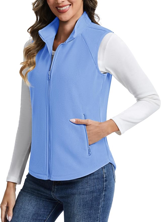 TACVASEN Women Polar Fleece Zip Up Vest with Pockets Lightweight Outerwear | Warm Thermal Sleeveless Jacket Suitable for Hiking Camping Travelling in Cool Autumn and Winter Weather