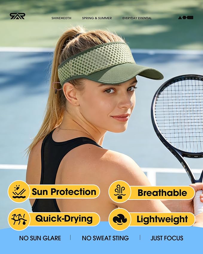 Mesh Breathable Sports Visor - Men Women Adjustable Lightweight Quick Dry Sun Hat for Tennis, Golf, Running