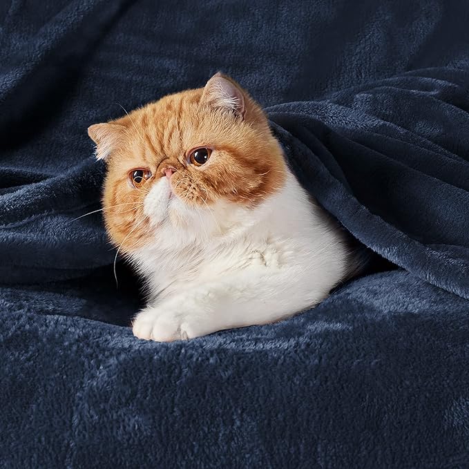 Bedsure GentleSoft Navy Blue Fleece Blankets King Size - Bed Blanket Soft Lightweight Plush Cozy Fuzzy Luxury Microfiber, 108x90 inches