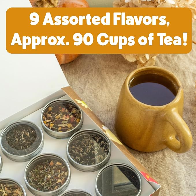 Heavenly Tea Leaves Organic 9 Tea Sampler, Gourmet Loose Leaf Tea Gift Set