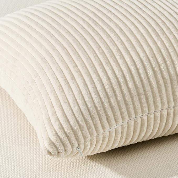 Topfinel Decorative Beige Cream Throw Pillow Covers Cushion Cases, Set of 4 Soft Velvet Modern Double-Sided Designs, Mix and Match for Home Decor, Pillow Inserts Not Included (18x18 inch)