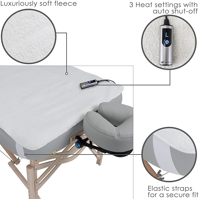 EARTHLITE Massage Table Warmer & Fleece Pad (2in1), ETL Certified, 3 Heat Settings, 13ft Cord/Heating Pad / 1 Year Replacement Guarantee