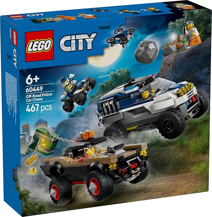 Lego tbd-60449 New title: LEGO City Off-Road Police Chase Action Set – Police SUV, Crook Pickup, Quad Bike & Drone | Kids Construction Toy - 60449