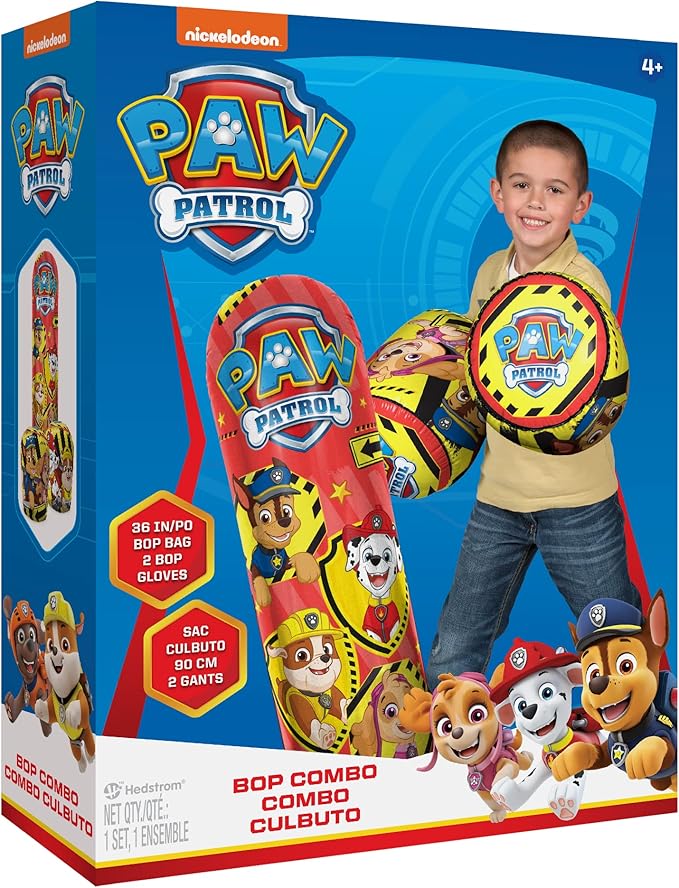 Hedstrom PAW Patrol Bop Bag and Gloves Combo Set, 36 Inch Punching Bag with Weighted Base, Ages 4 and Above, (56-85482)