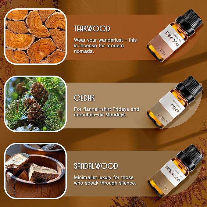 RAINBOW ABBY Fragrance Oil Gentlemen's Set - Leather, Bay Rum, Teakwood, Cedar, Sweet Tobacco, Sandalwood Aromatherapy Oils for Candle & Soap Making, Diffuser Oil Scents (6x10ML)