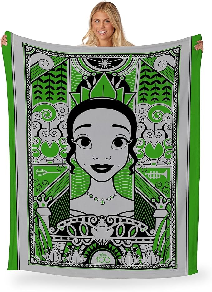 NORTHWEST Disney 100 Silk Touch Throw Blanket, 60" x 80", Art Deco Tiana