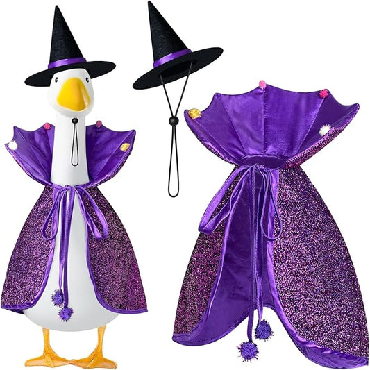 Witch Goose Outfit, 23-inch Halloween Porch Goose Outfit. Goose Clothes for Cement Goose Statue Decor