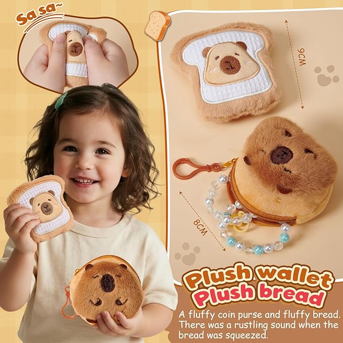 Animal Plush Gifts for Girls, Cute Chef-Themed Stuffed Toys with Mug & Keychain & Coin Purse, Birthday Gift Set for 3 4 5 6 7 8 Year Old