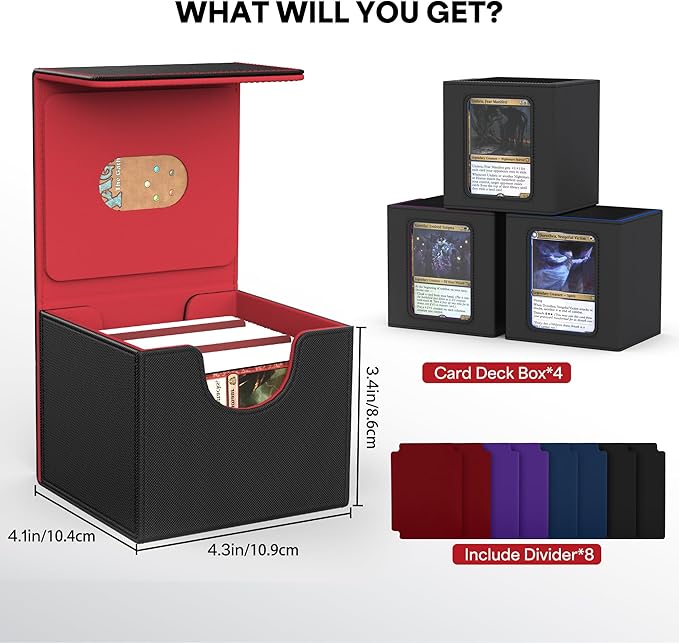 ZLCA 4 PCS MTG Commander Deck Box, Card Deck Box for Trading Card, Holds 110+ Double Sleeved Cards Fits for Magic Cards TCG CCG (Multicolor)