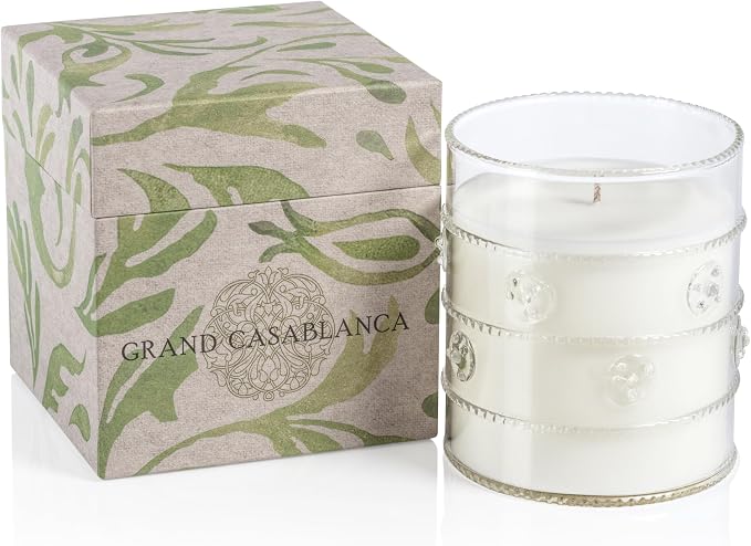 Zodax Grand Casablanca Glass Jar Scented Candle for Home Decor - Single-Wick Candle Ideal for Kitchen and Bathroom - Makes a Great Gift for Women and Men - Water Lotus - 12 Oz.