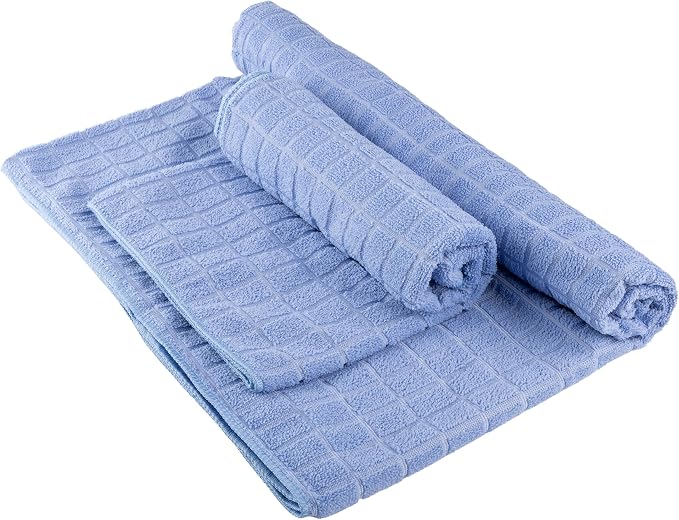 Yoga Mat Towel and Gym Towel Set - 2-Piece Non Slip Set for Hot Yoga, Pilates, and Gym - 72” x 24” Sweat Absorbent and Quick Drying Blanket with Corner Pockets for Mats by Wakeman (Blue)